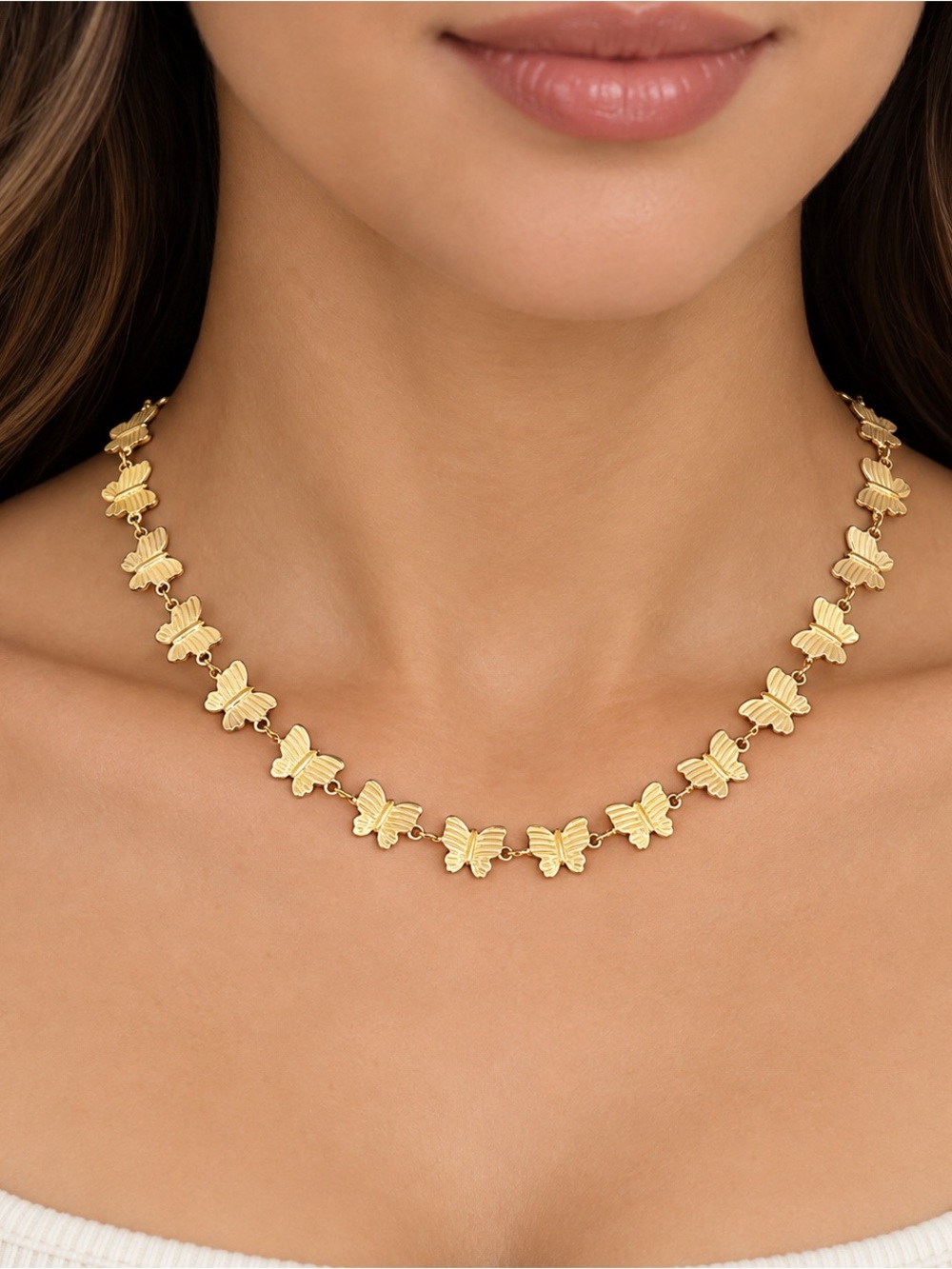 Oshena designer‎ beachwear gold Butterfly choker Necklace